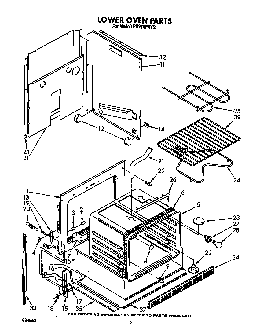 Whirlpool RB276PXV2 lower oven diagram