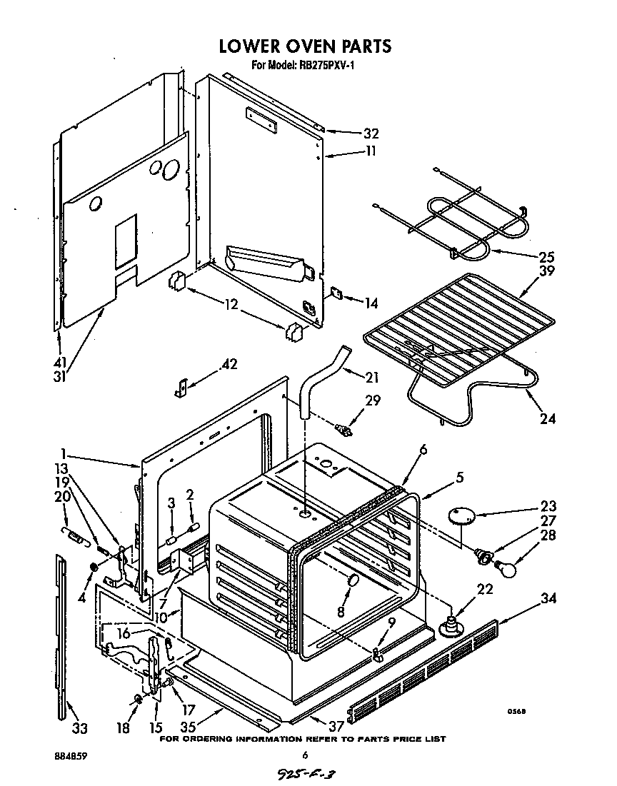 Whirlpool RB275PXV1 lower oven diagram