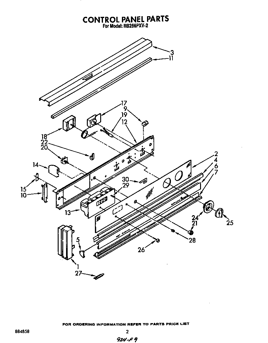 Whirlpool RB266PXV2 control panel diagram