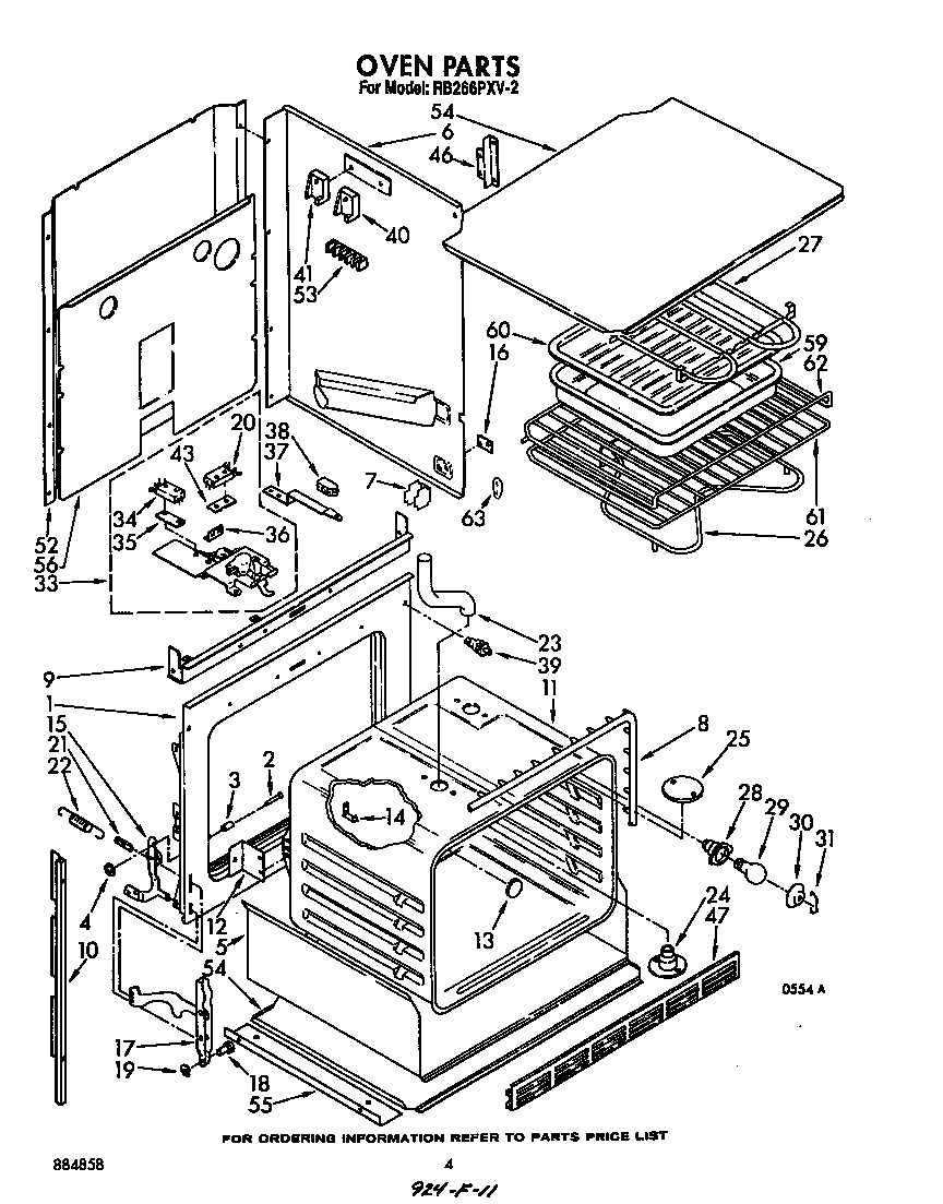 Whirlpool RB266PXV2 oven diagram