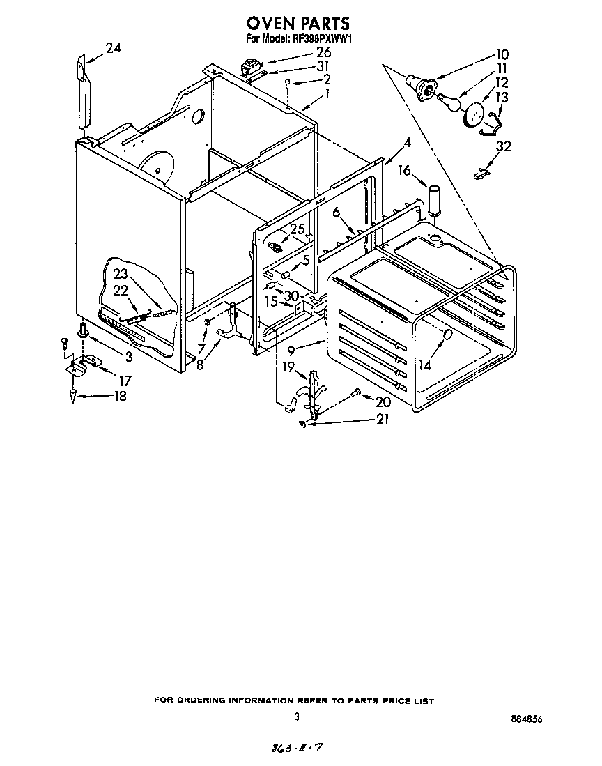 Whirlpool RF398PXWW1 oven diagram