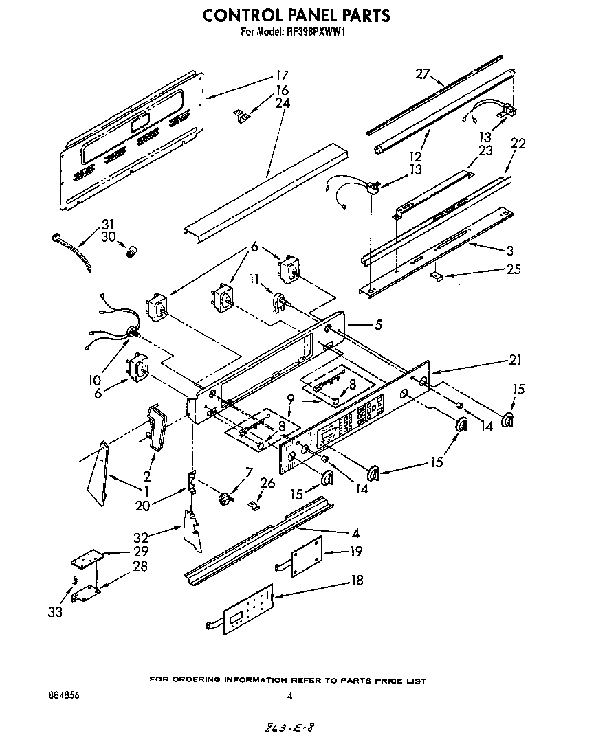 Whirlpool RF398PXWW1 control panel diagram