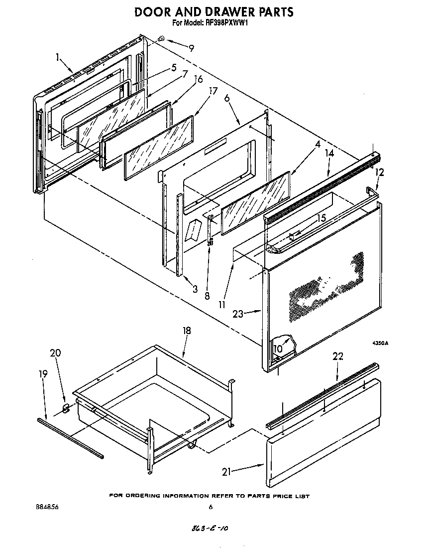 Whirlpool RF398PXWW1 door and drawer diagram
