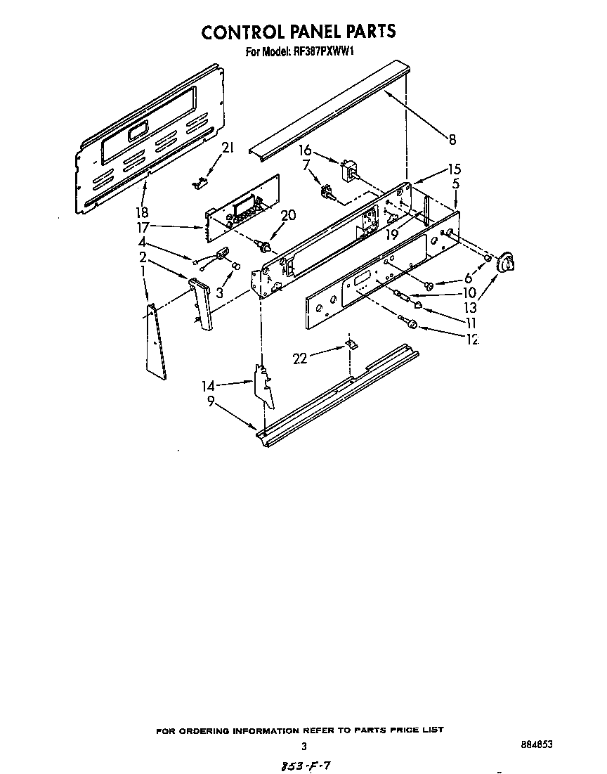 Whirlpool RF387PXWW1 control panel diagram