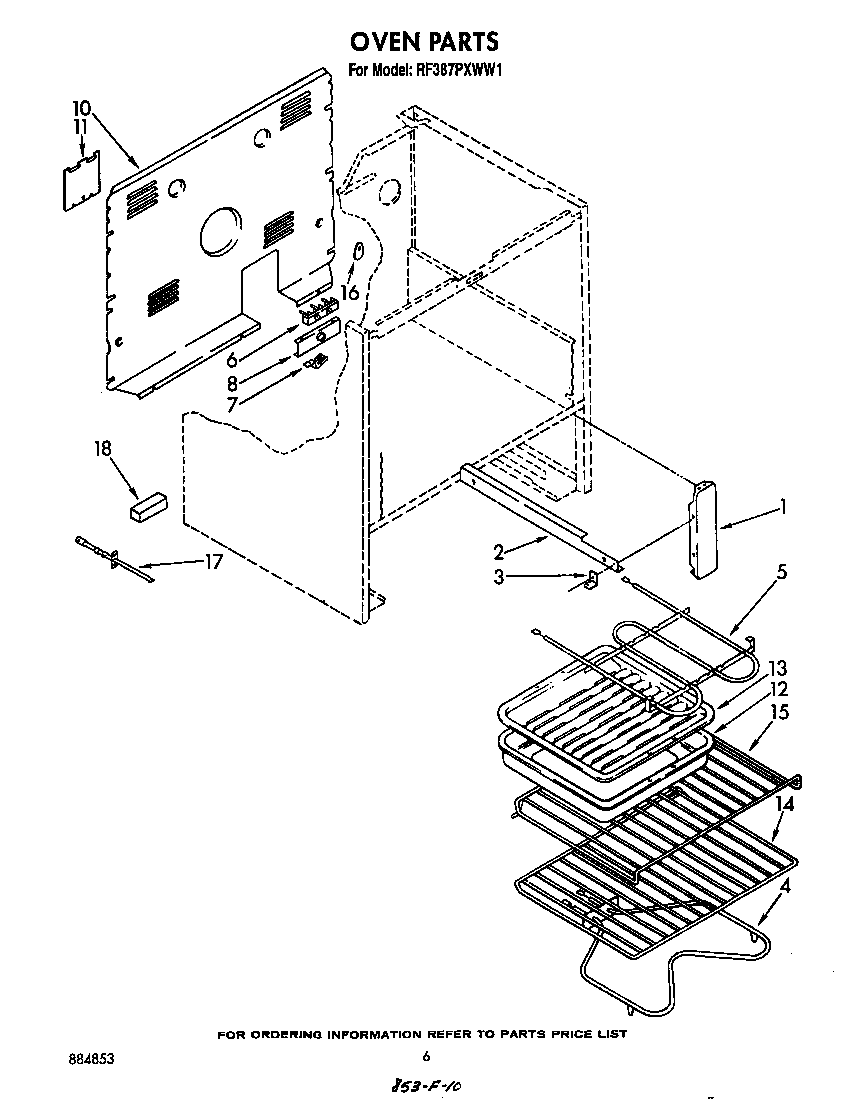 Whirlpool RF387PXWW1 oven diagram