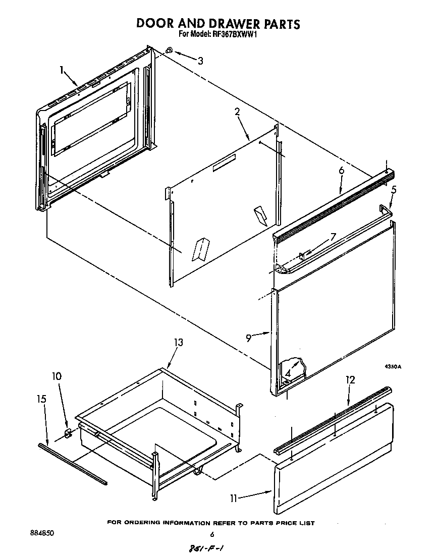 Whirlpool RF367BXWW1 door and drawer diagram