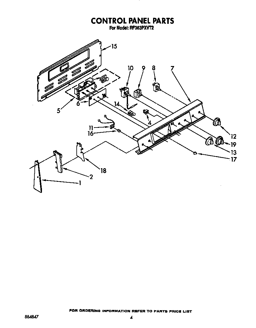 Whirlpool RF363PXVT2 control panel diagram