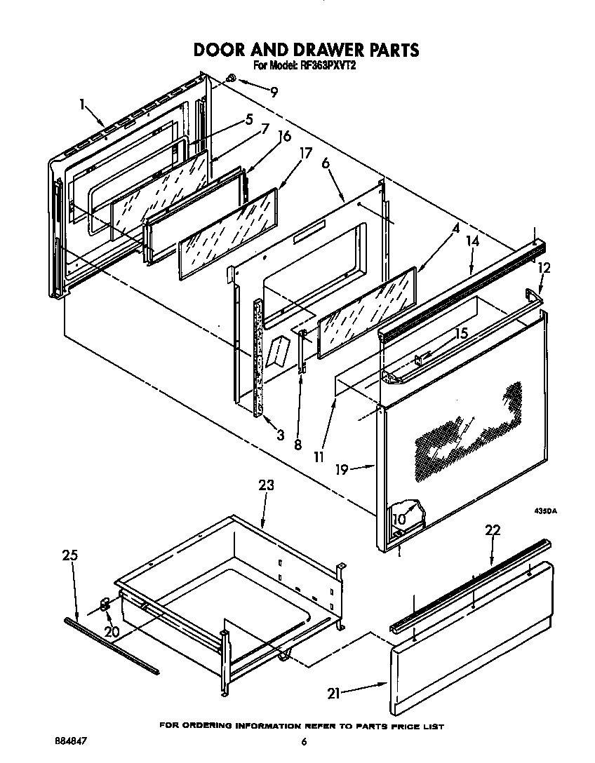Whirlpool RF363PXVT2 door and drawer diagram