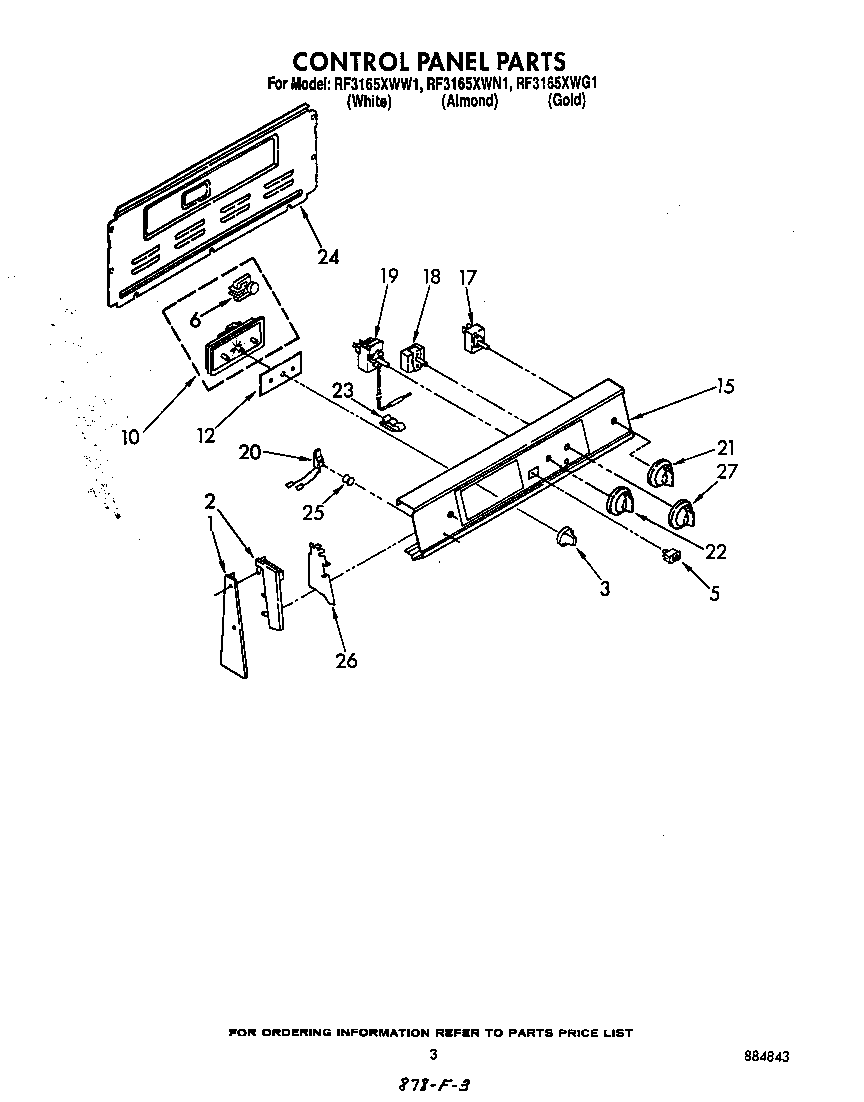 Whirlpool RF3615XWW1 control panel diagram