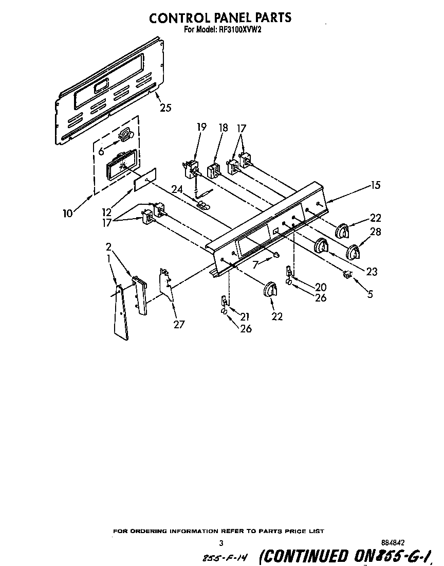 Whirlpool RF3100XVW2 control panel diagram