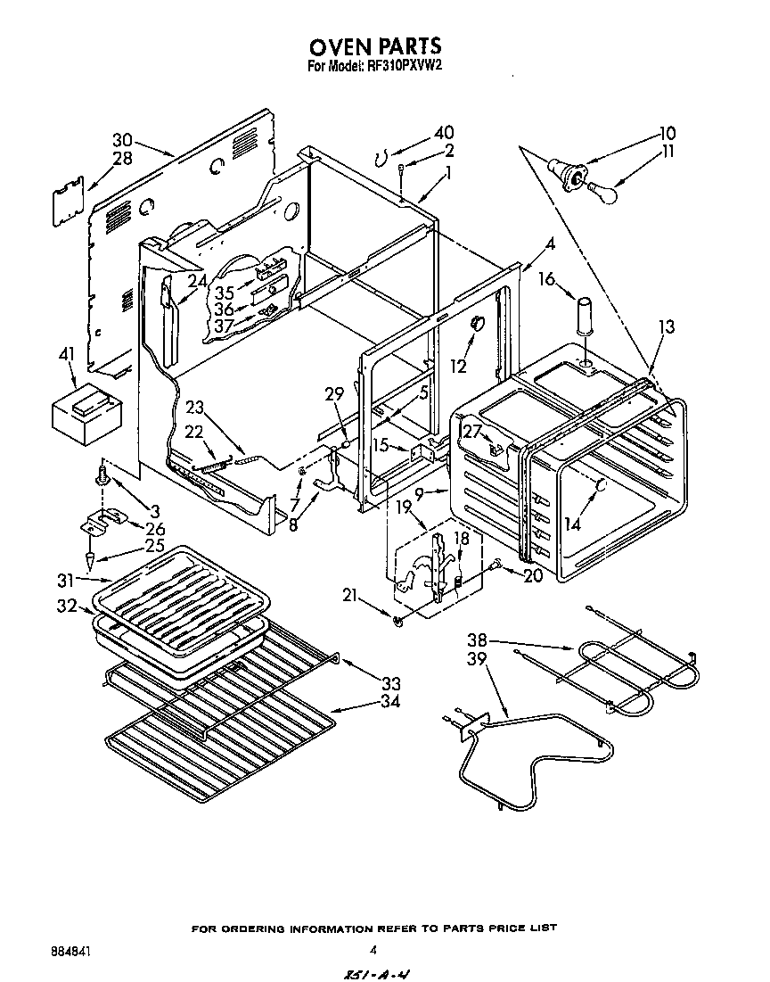 Whirlpool RF310PXVW2 oven diagram