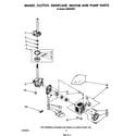 Whirlpool LA6800XSW1 brake, clutch, gearcase, motor and pump diagram