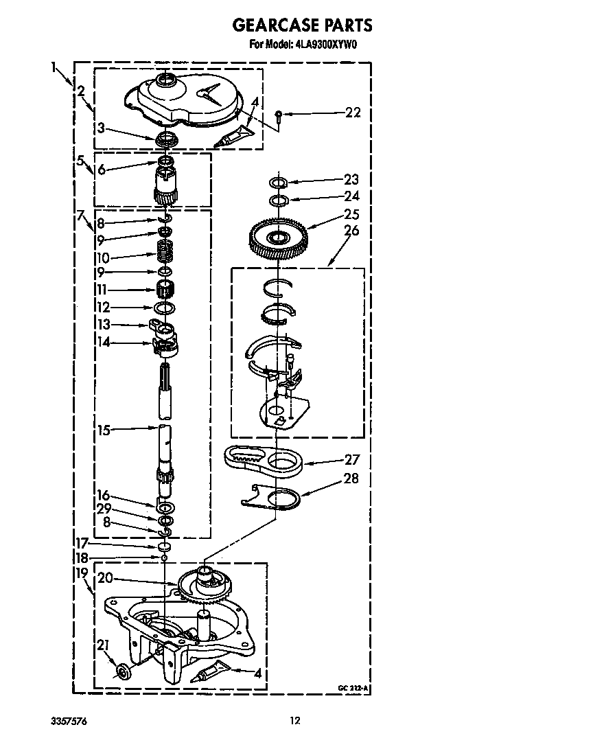 Whirlpool 4LA9300XYW0 gearcase diagram