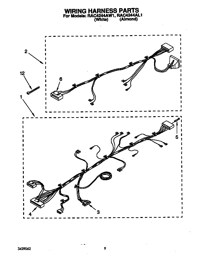 Roper RAC4244AW1 wiring harness diagram