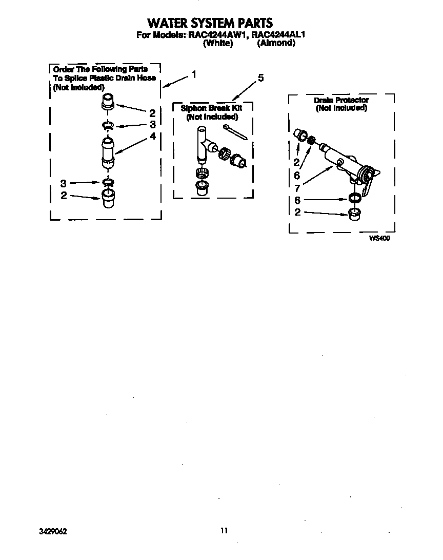 Roper RAC4244AW1 water system diagram