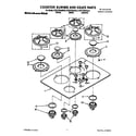 KitchenAid KGCT305AWH0 cooktop, burner and grate diagram