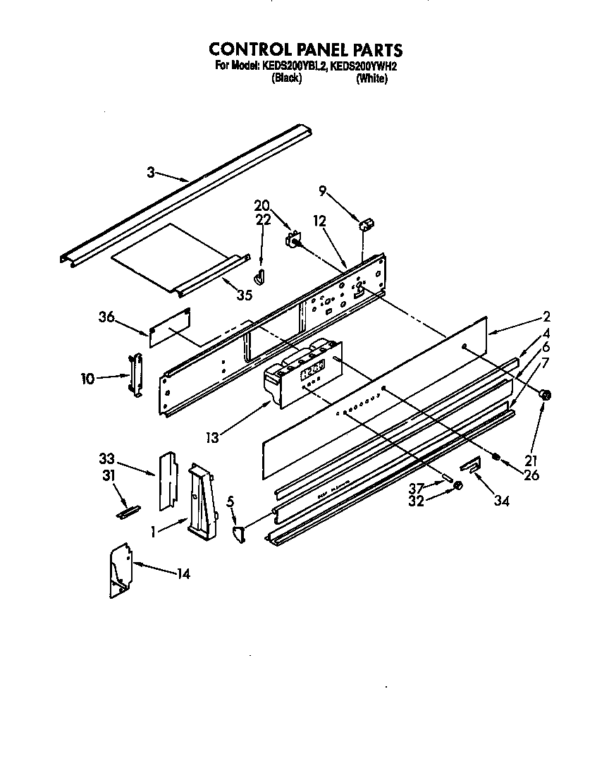 KitchenAid KEDS200YWH2 control panel diagram