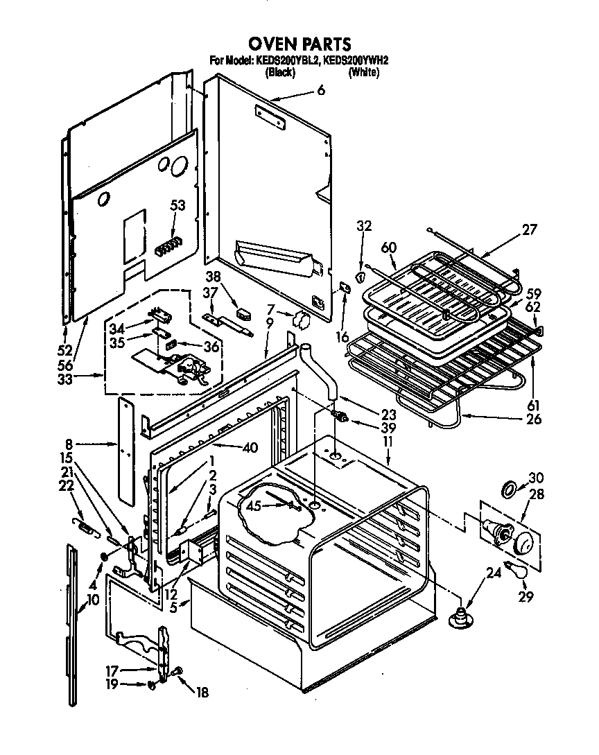KitchenAid KEDS200YWH2 oven diagram
