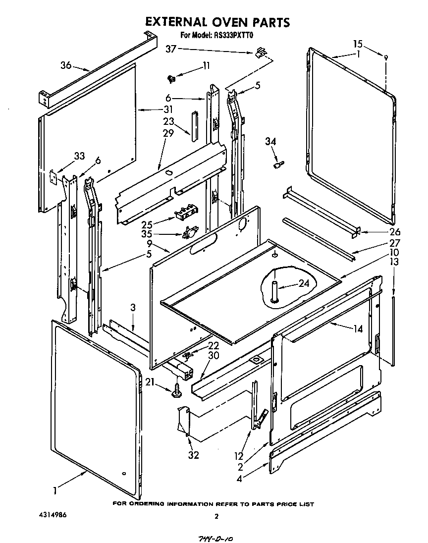 Whirlpool RS333PXTT0 external oven diagram