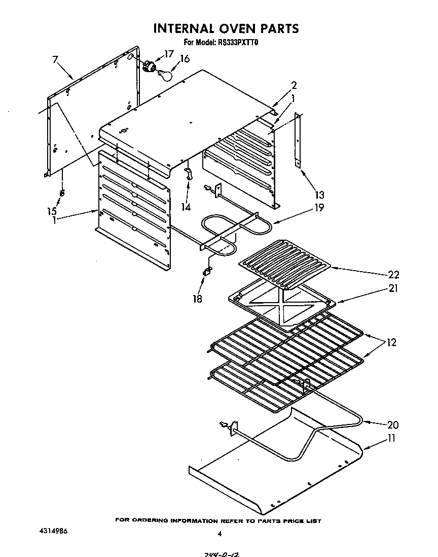 Whirlpool RS333PXTT0 internal oven diagram