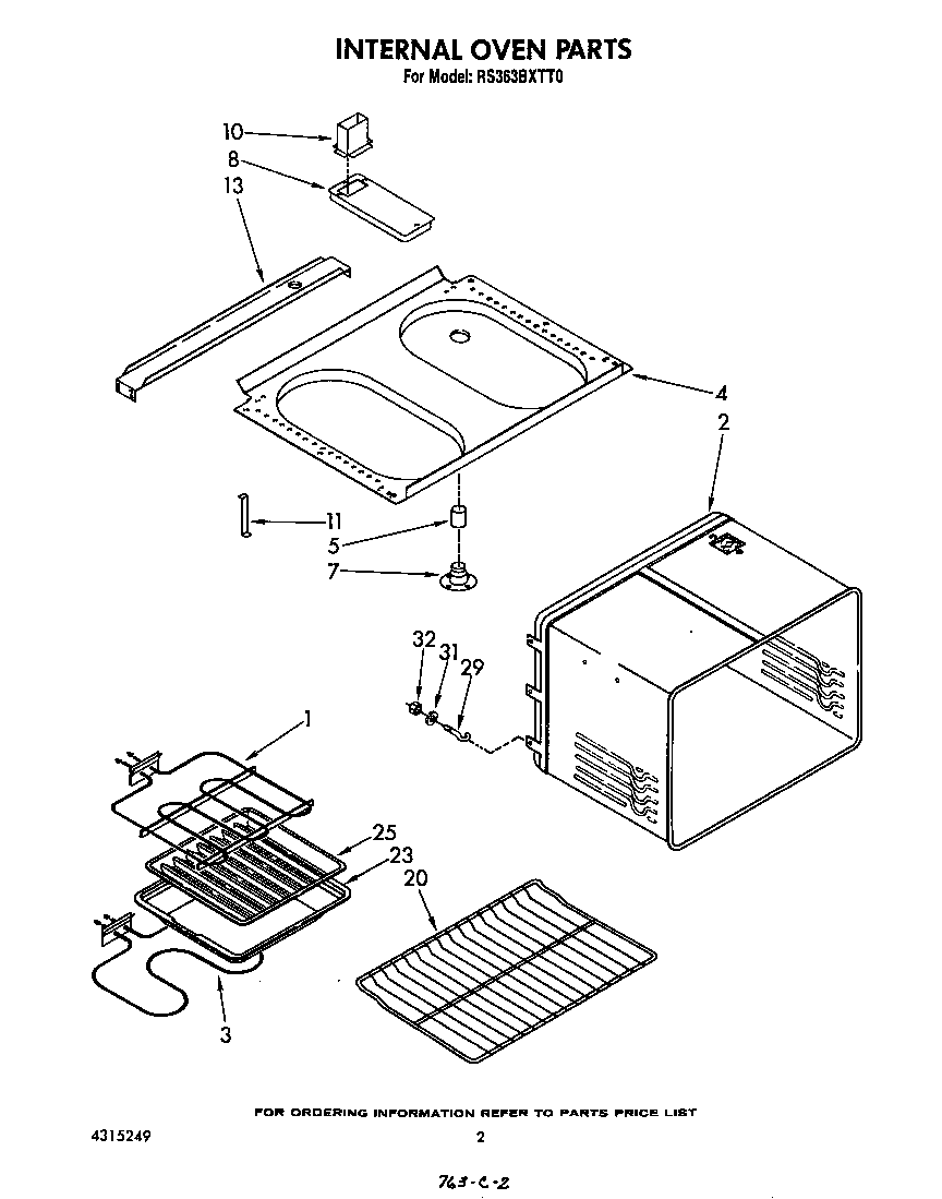 Whirlpool RS363BXTT0 internal oven diagram