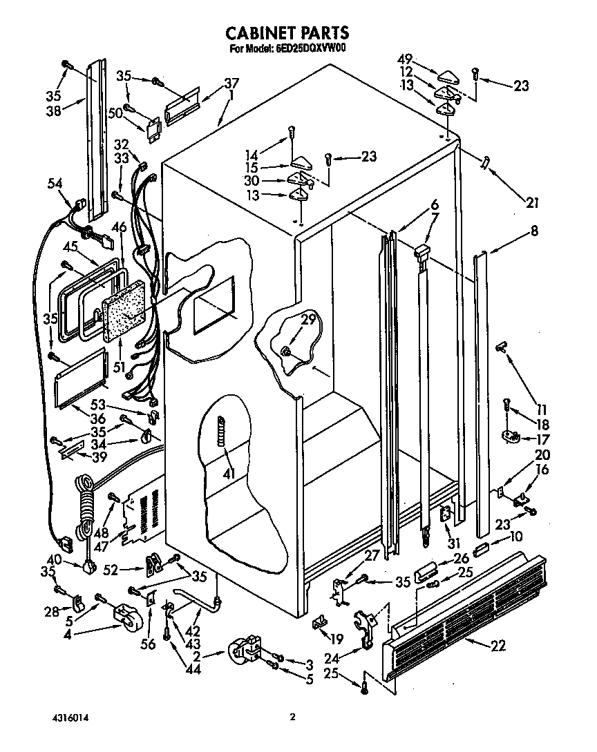 Whirlpool 6ED25DQXVW00 cabinet diagram