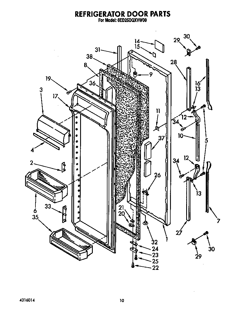 Whirlpool 6ED25DQXVW00 refrigerator door diagram