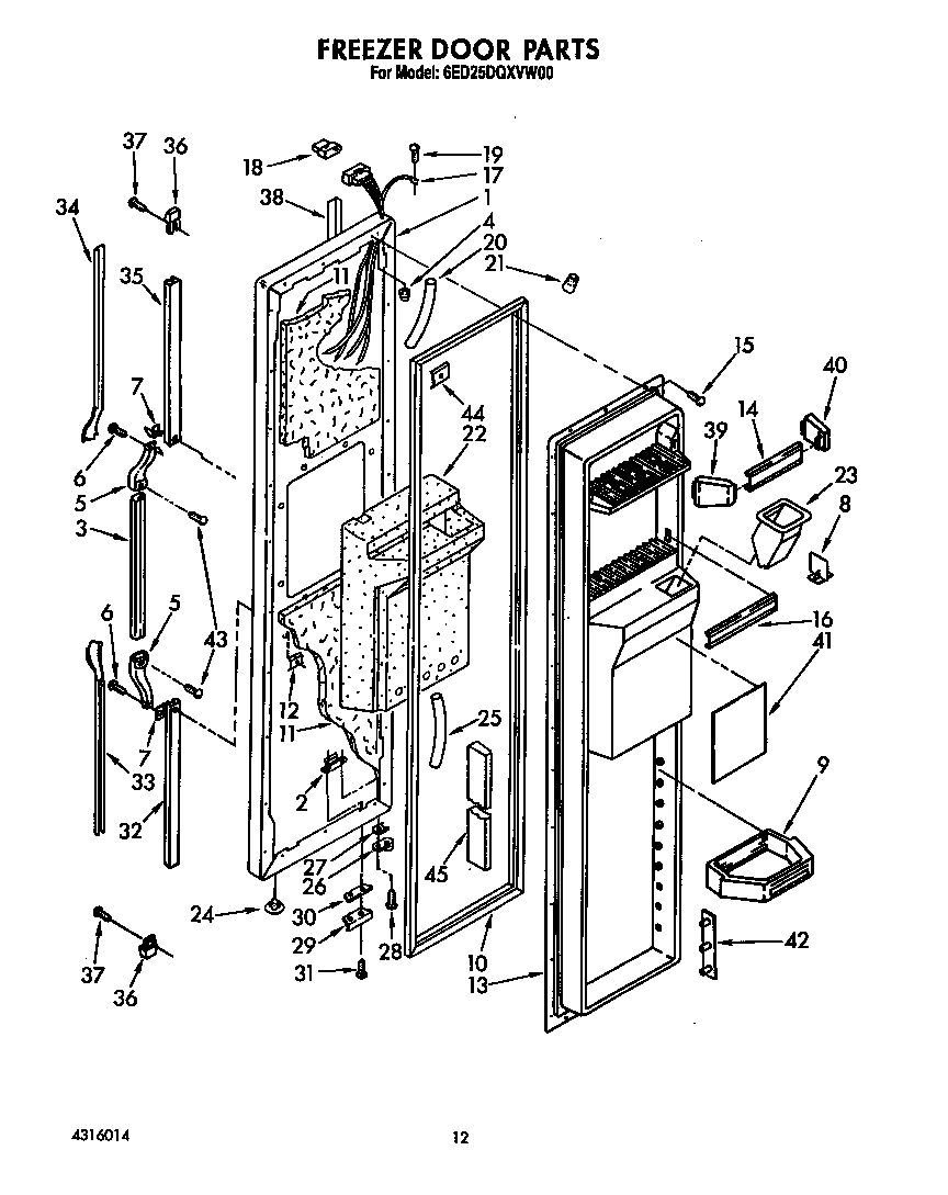 Whirlpool 6ED25DQXVW00 freezer door diagram
