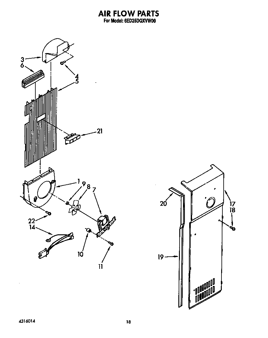 Whirlpool 6ED25DQXVW00 air flow diagram
