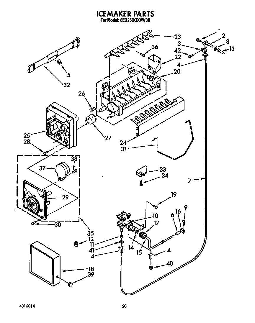 Whirlpool 6ED25DQXVW00 icemaker diagram
