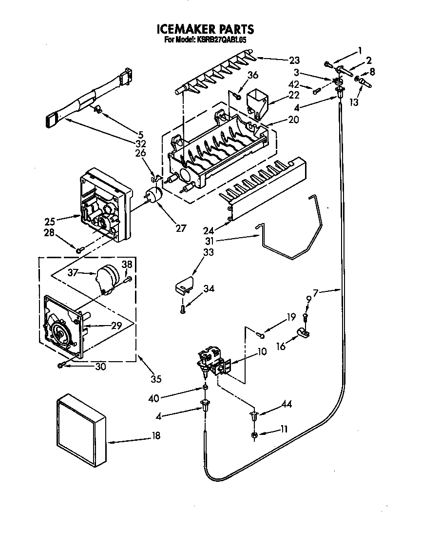 KitchenAid KSRB27QABL05 icemaker diagram