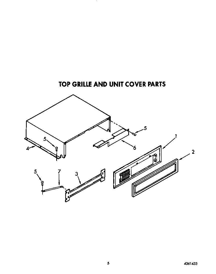 KitchenAid KSSS42DAW01 top grille and unit cover diagram