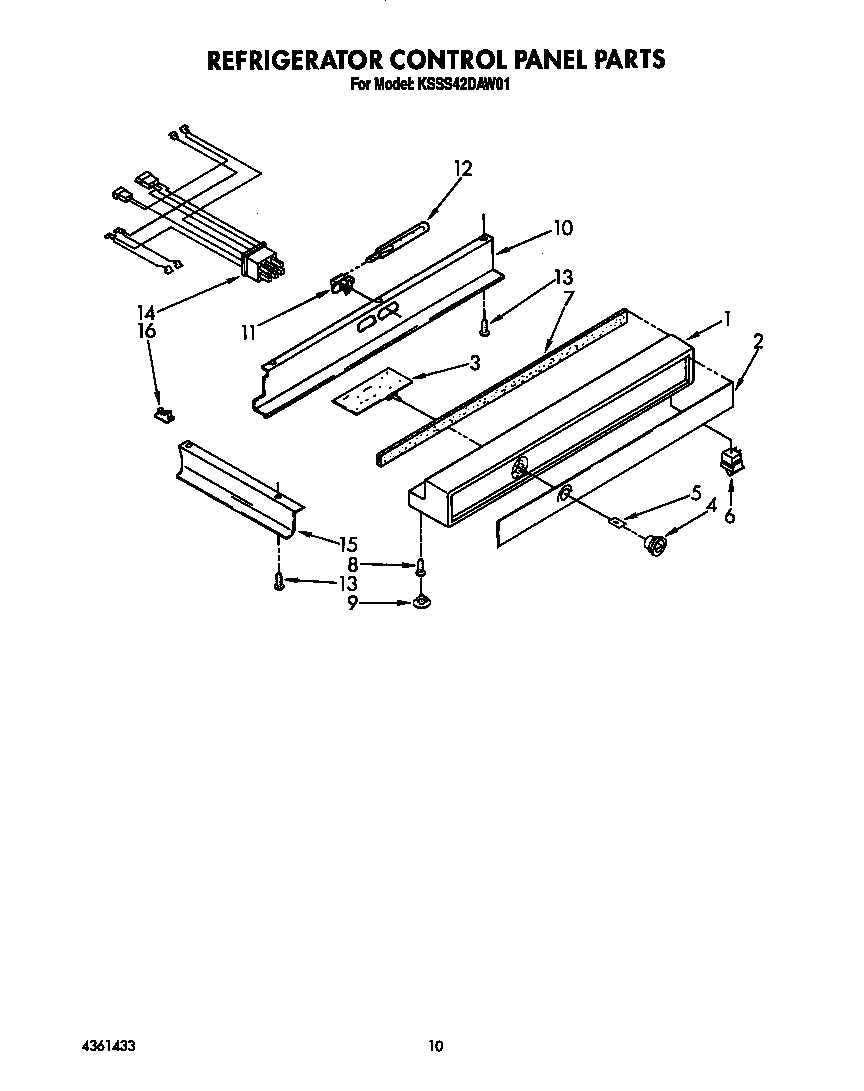 KitchenAid KSSS42DAW01 refrigerator control panel diagram