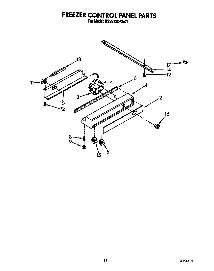 KitchenAid KSSS42DAW01 freezer control panel diagram