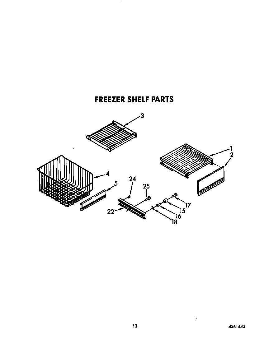 KitchenAid KSSS42DAW01 freezer shelf diagram
