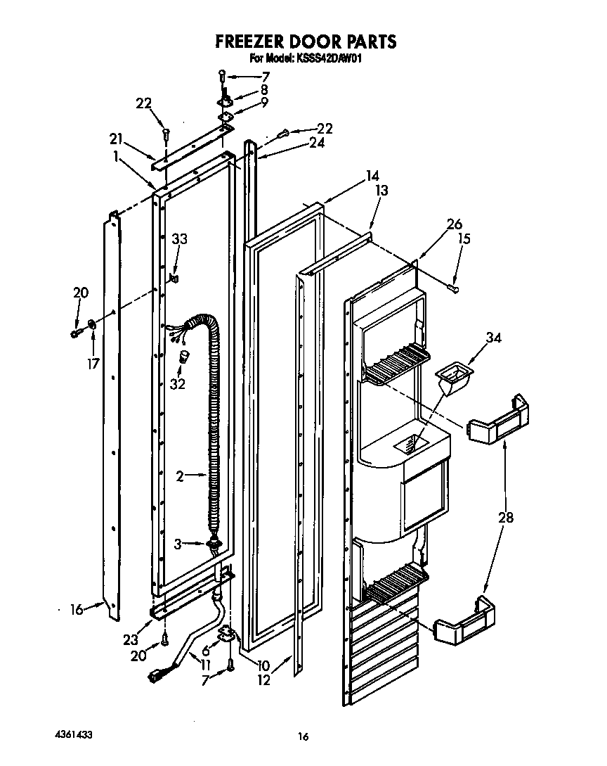 KitchenAid KSSS42DAW01 freezer door diagram