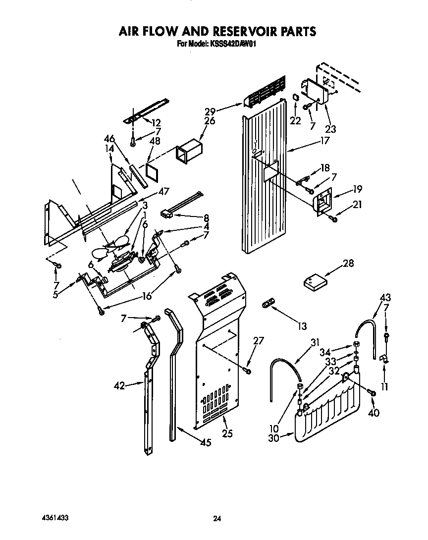 KitchenAid KSSS42DAW01 air flow and reservoir diagram