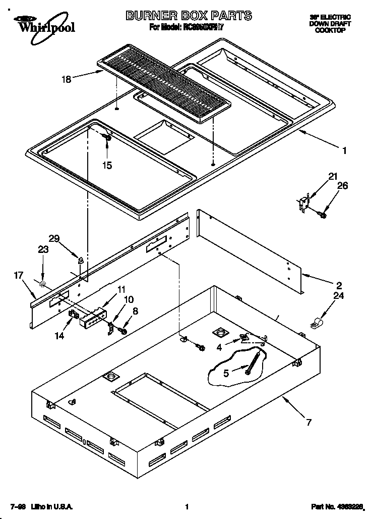 Whirlpool RC8950XRH7 burner box diagram