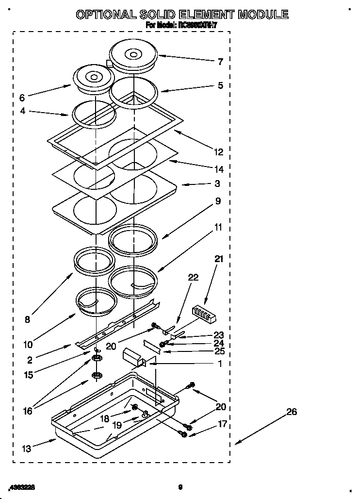 Whirlpool RC8950XRH7 optional solid element module diagram