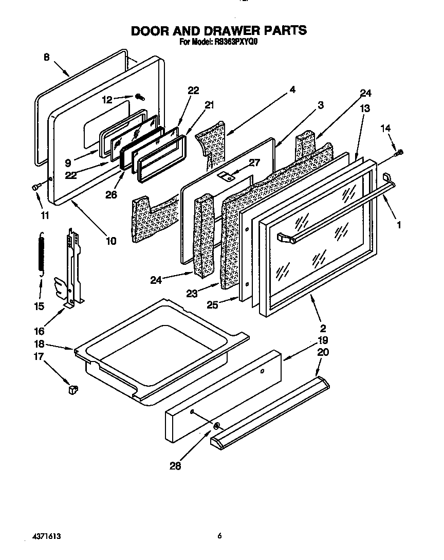 Whirlpool RS363PXYQ0 door and drawer diagram