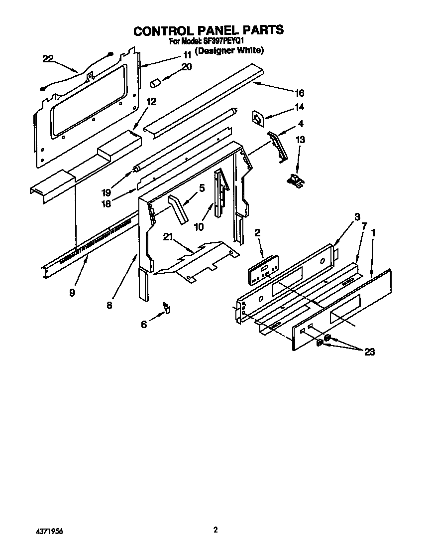 Whirlpool SF397PEYQ1 control panel diagram