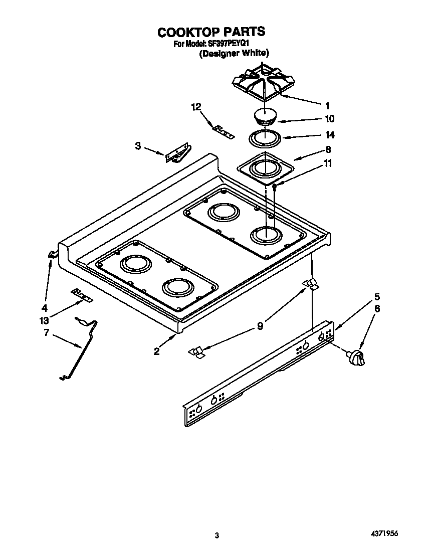 Whirlpool SF397PEYQ1 cooktop diagram