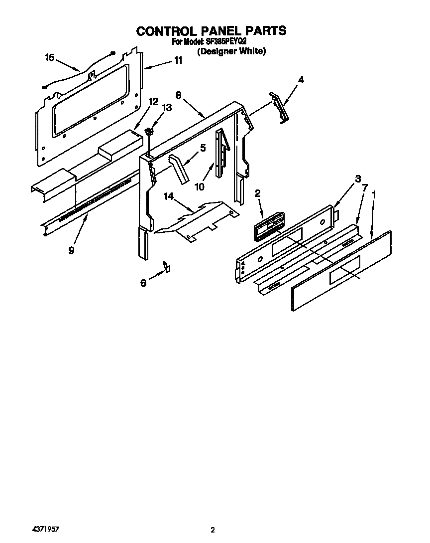 Whirlpool SF385PEYQ2 control panel diagram