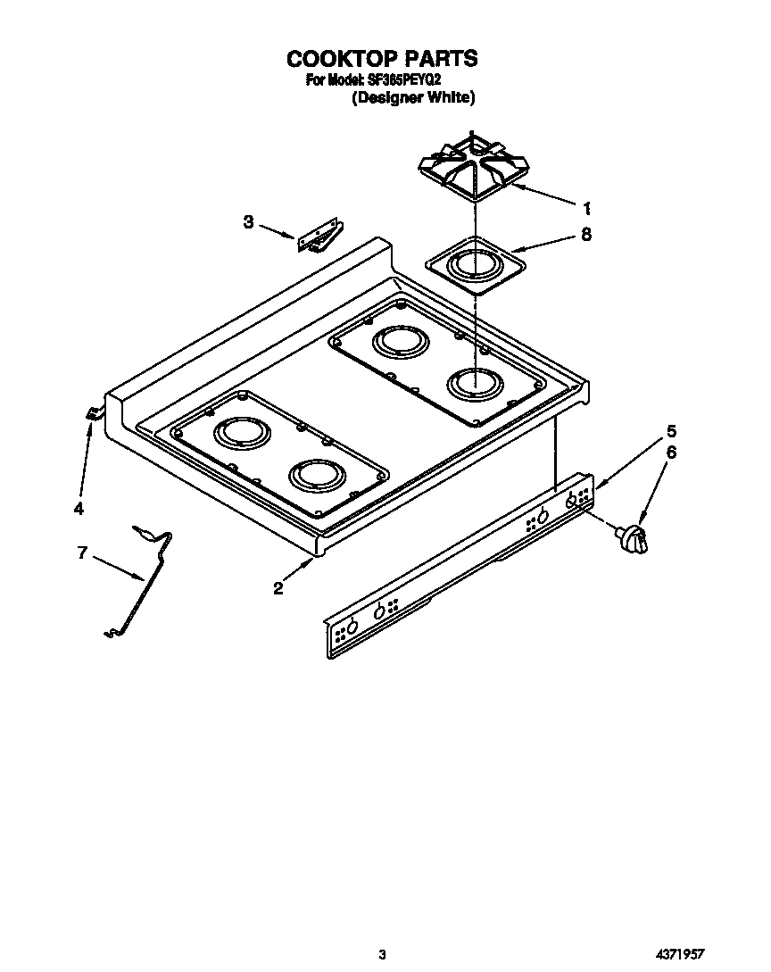 Whirlpool SF385PEYQ2 cooktop diagram