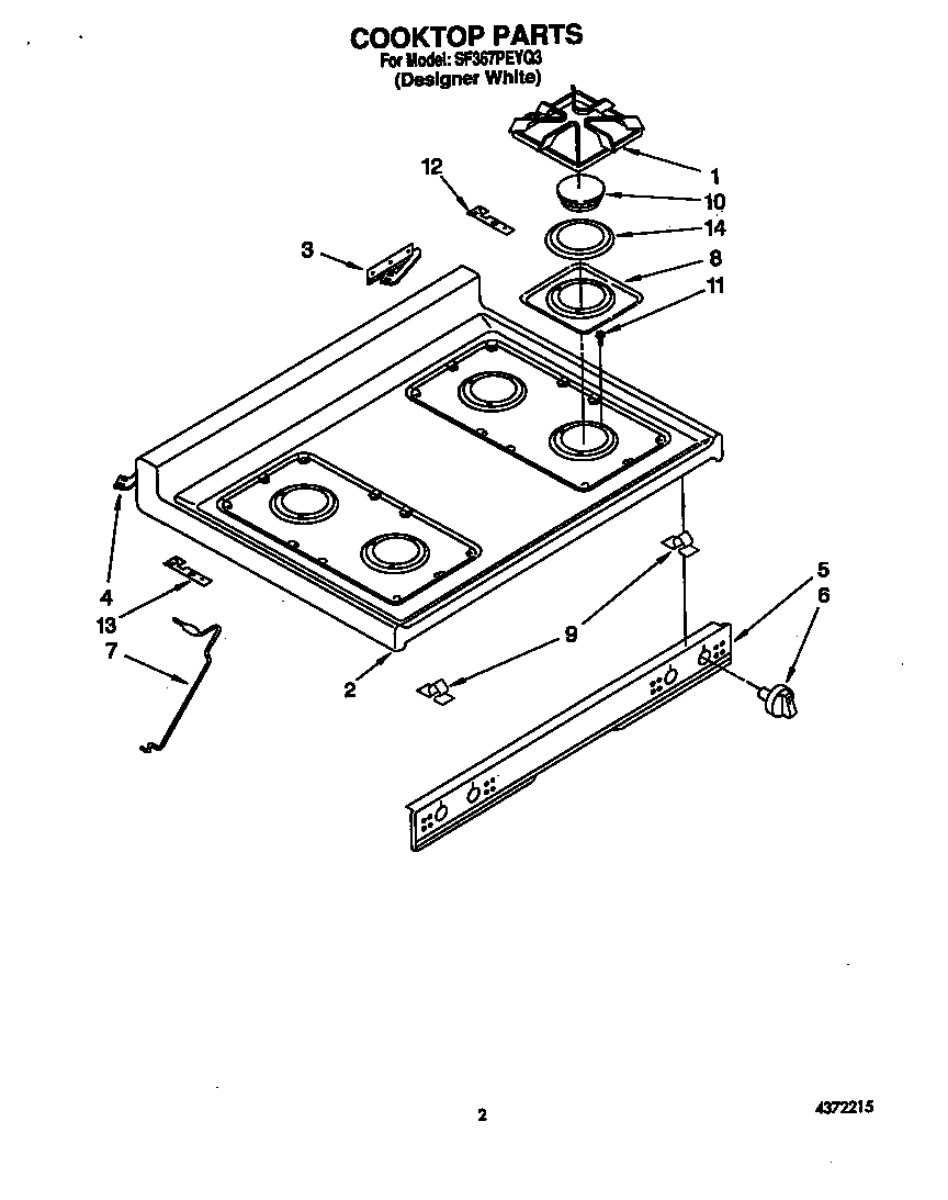 Whirlpool SF367PEYQ3 cooktop diagram