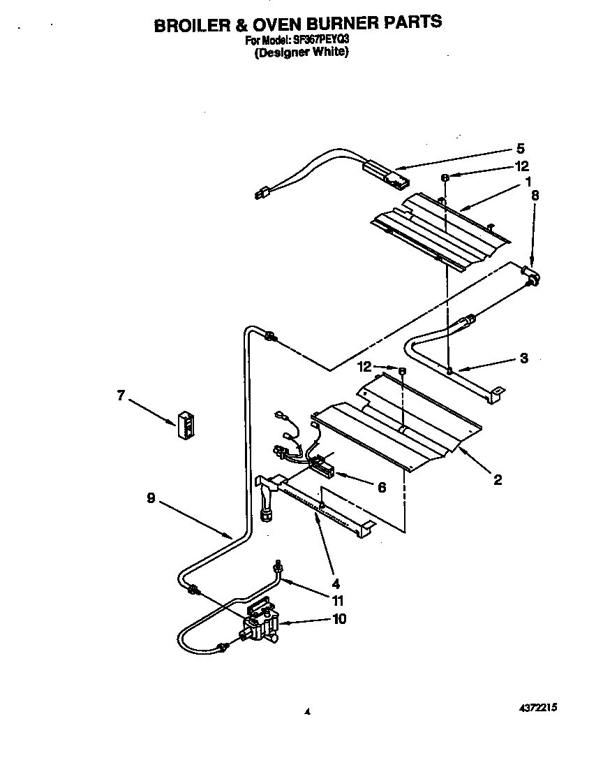 Whirlpool SF367PEYQ3 broiler and oven burner diagram