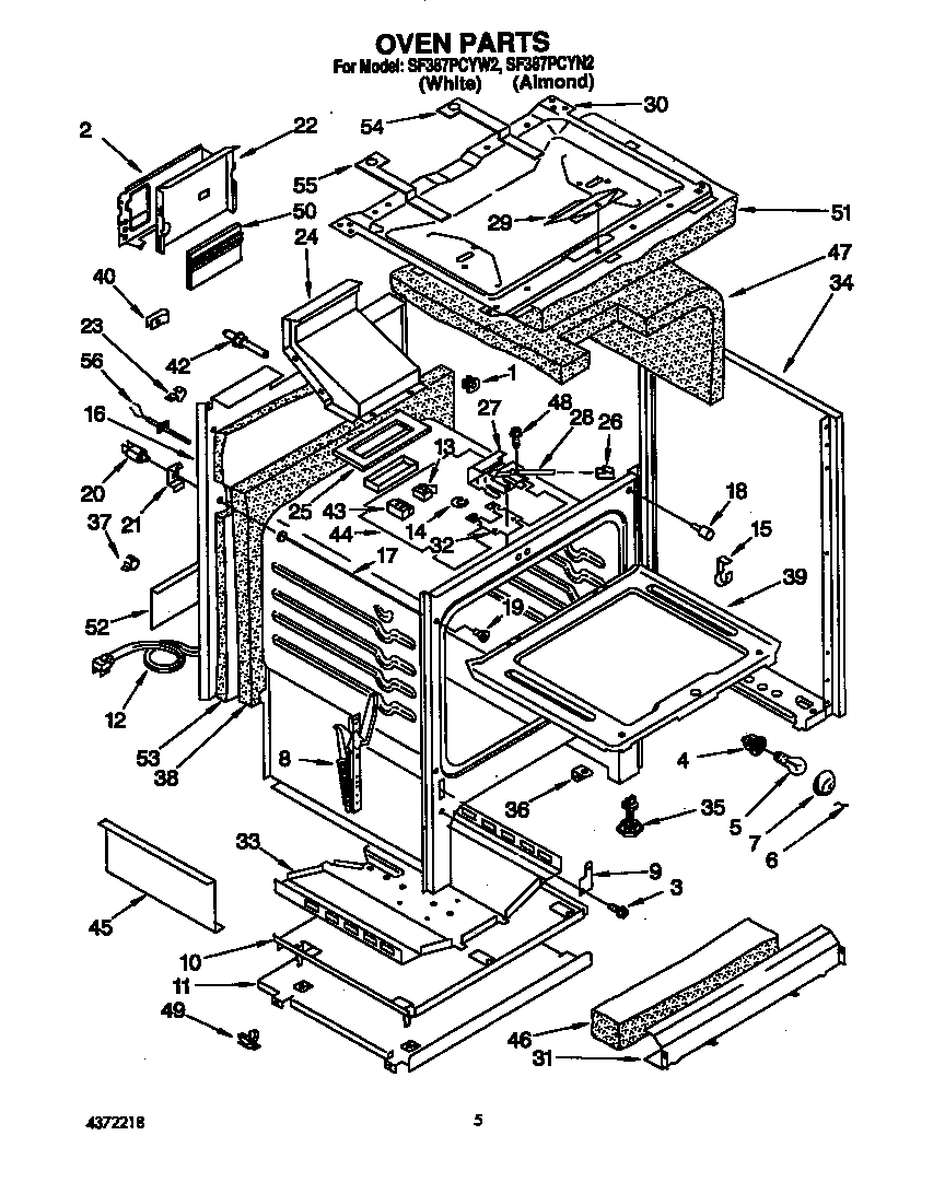 Whirlpool SF387PCYW2 oven diagram