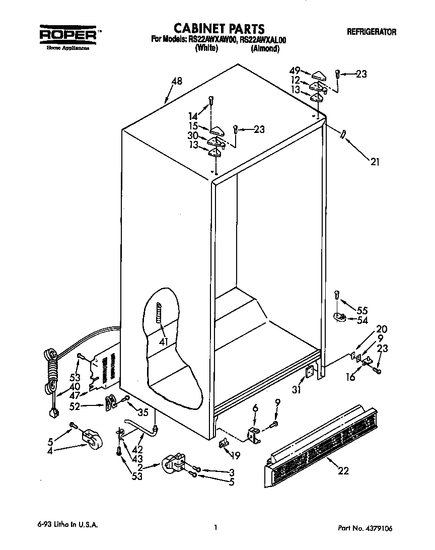Roper RS22AWXAW00 cabinet diagram