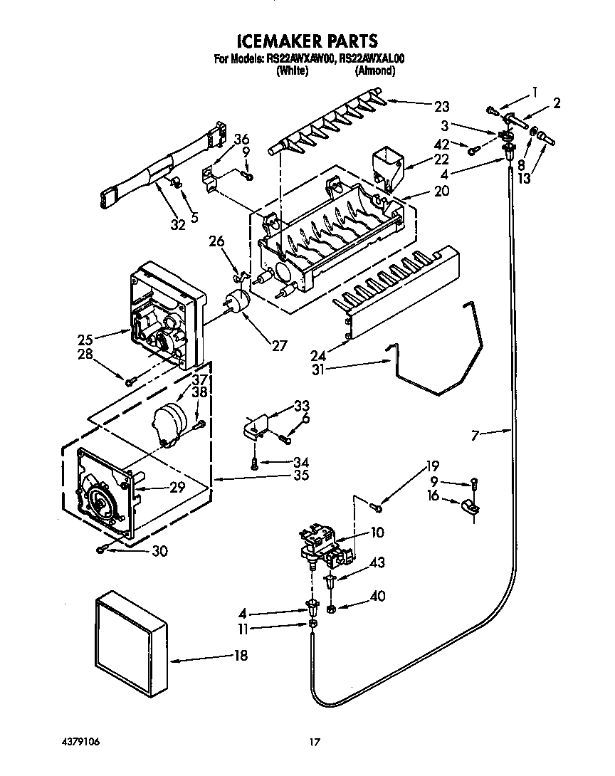 Roper RS22AWXAW00 icemaker diagram