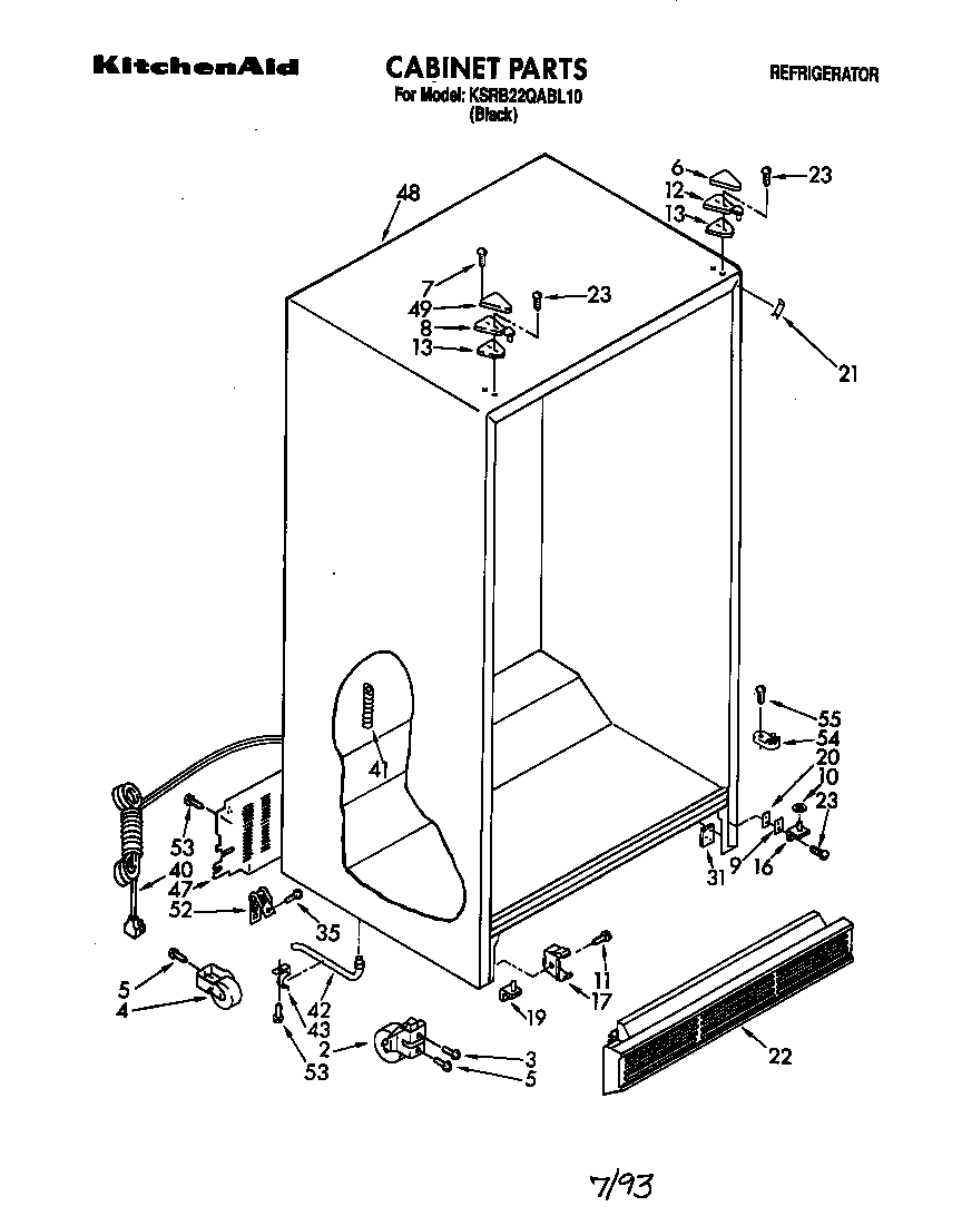 KitchenAid KSRB22QABL10 cabinet diagram